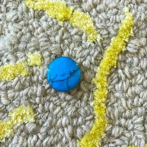 Genuine turquoise circle sterling silver pendant